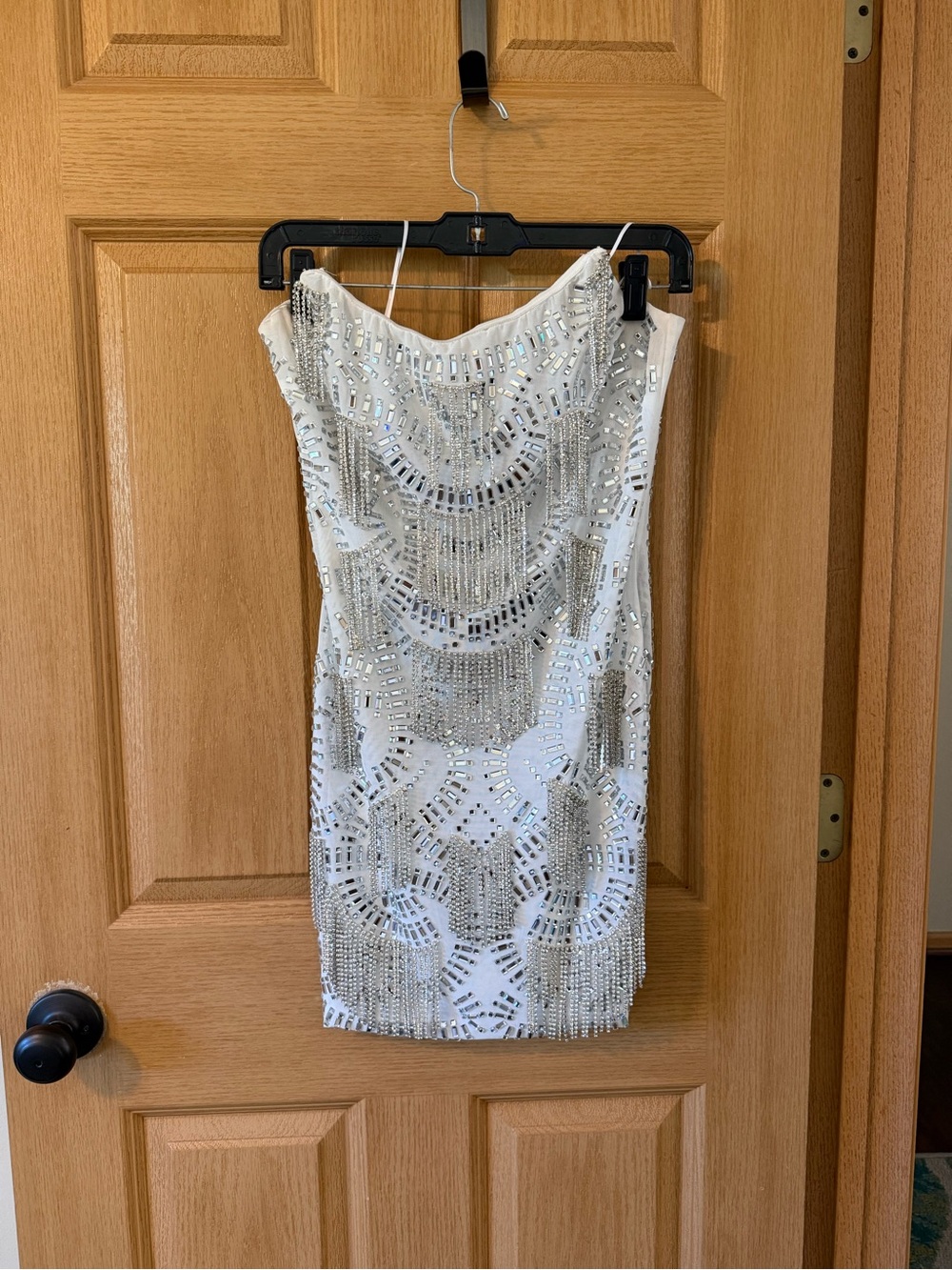 AKIRA White Mini Dress with Silver Bead Embellishment